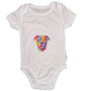 Unisex White Baby One Piece Bodysuit with Graphic Design 6-9 months